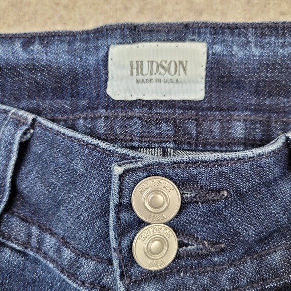 Hudson BootCut Jeans Womens 26 Blue Dark Wash Flap Pocket Made in USA - Picture 4 of 14